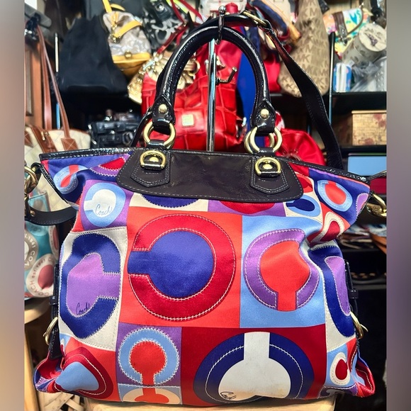 2008 SET Coach Madison Op Art Julianne Shoulder Bag w/ Fold-over Clutch Wristlet - Picture 3 of 15